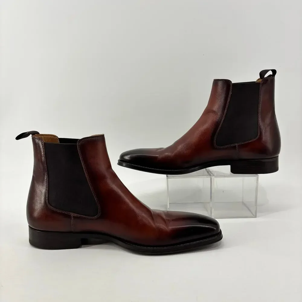 Magnanni Mens Size 8 Chelsea Boots Brown Pull On Business Casual